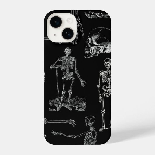 Vintage Skeleton Illustration Phone Case iPhoneケース (裏面)