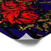 Vintage Skeleton & Roses ポスター (角)