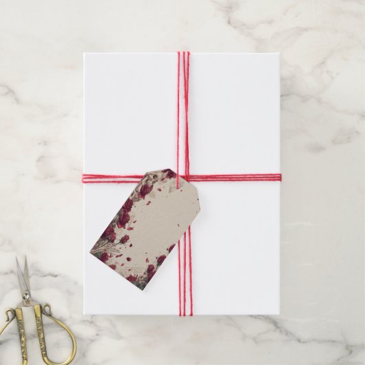 Vintage Skeleton Skull Love Red Rose Collage ギフトタグ (より糸付き)