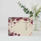 Vintage Skeleton Skull Love Red Rose Collage ポストカード (スタンド正面)