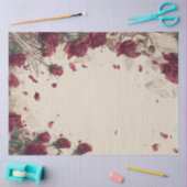 Vintage Skeleton Skull Love Red Rose Collage 薄葉紙 (クラフト)