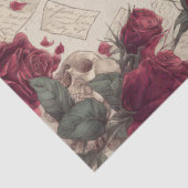 Vintage Skeleton Skull Love Red Rose Collage 薄葉紙 (詳細)