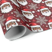 Vintage Sketch Black Santa Gingerbread Pattern ラッピングペーパー (ロールコーナー)
