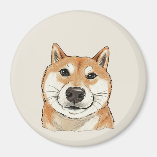 Vintage Sketch Shiba Doge マグネット (正面)