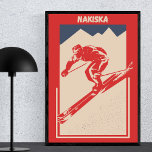 Vintage Ski Alberta Canada Resort Nakiska ポスター<br><div class="desc">A Vintage Geometric Ski Poster for the famous North American mountain village and ski resort Nakiska in Mount Allan,  Kananaskis Country,  Alberta,  Canada,  North America Perfect for skiers,  snow and mountain lovers.</div>