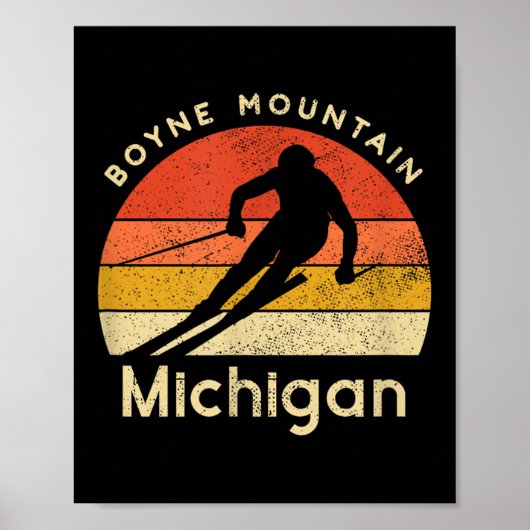 Vintage Ski Boyne Mountain Michigan Mountain  ポスター (正面)