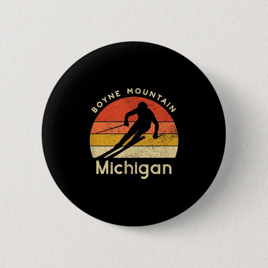 Vintage Ski Boyne Mountain Michigan Mountain  缶バッジ (正面)