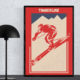 Vintage Ski Oregon Mountain Resort Timberline ポスター