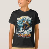 Vintage Skiing Eagle Design Tシャツ (正面)