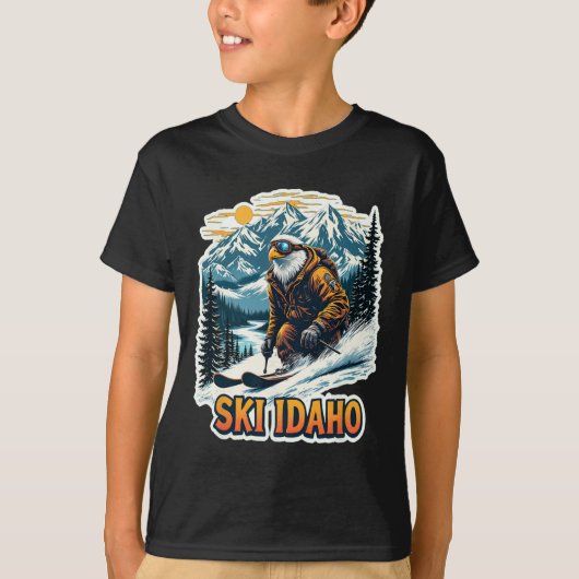 Vintage Skiing Eagle Design  Tシャツ (正面)