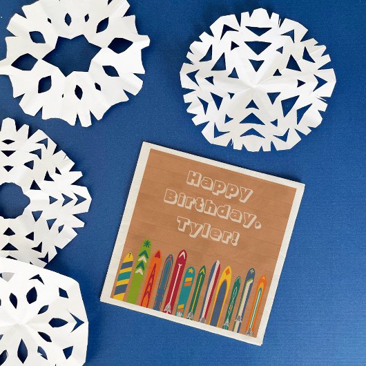 Vintage Skis Custom Message Skiers Party スタンダードカクテルナプキン