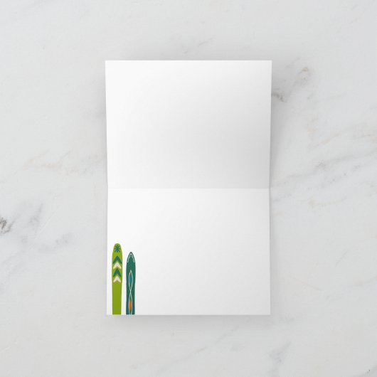 Vintage Skis Customizable Message サンキューカード (内部)