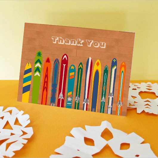 Vintage Skis Customizable Message サンキューカード