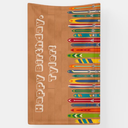 Vintage Skis Illustrations Custom Message 横断幕 (縦)