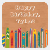 Vintage Skis on Brown Custom Message  スクエアシール (正面)