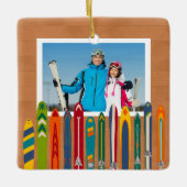 Vintage Skis Photo Keepsake セラミックオーナメント (正面)