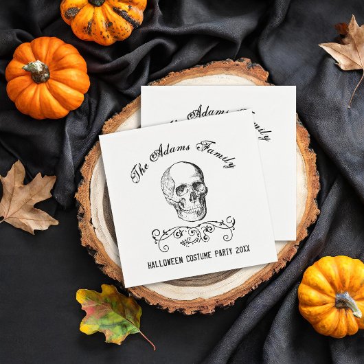 Vintage Skull Personalized Halloween Party スタンダードカクテルナプキン