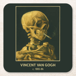 Vintage Skull Smoking – Unique Van Gogh Inspired スクエアペーパーコースター