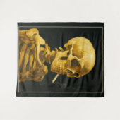 Vintage Skull Smoking – Unique Van Gogh Inspired  タペストリー (正面(横))