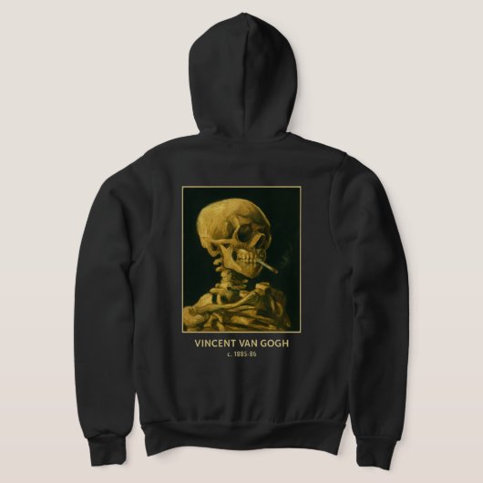 Vintage Skull Smoking – Unique Van Gogh Inspired  パーカ (レイダウン裏面)