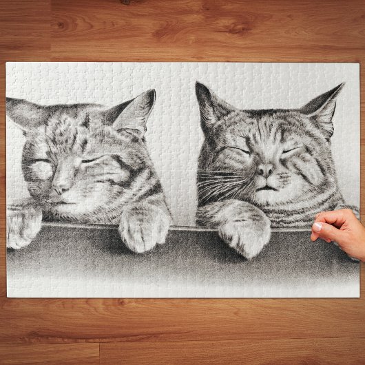 Vintage Sleeping Cats Lithograph, 1874 ジグソーパズル
