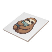 Vintage Sleepy Sloth Cozy Pillow Illustration 2 タイル (側面)