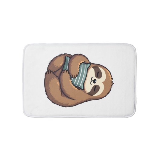 Vintage Sleepy Sloth Cozy Pillow Illustration 2 バスマット (正面)
