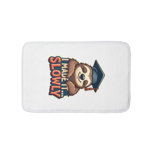 Vintage Sleepy Sloth Graduation Cute Animal Design バスマット (正面)