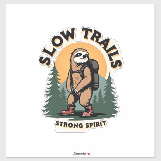 Vintage Sloth Hiking Adventure Quote Design 2 シール (シート)