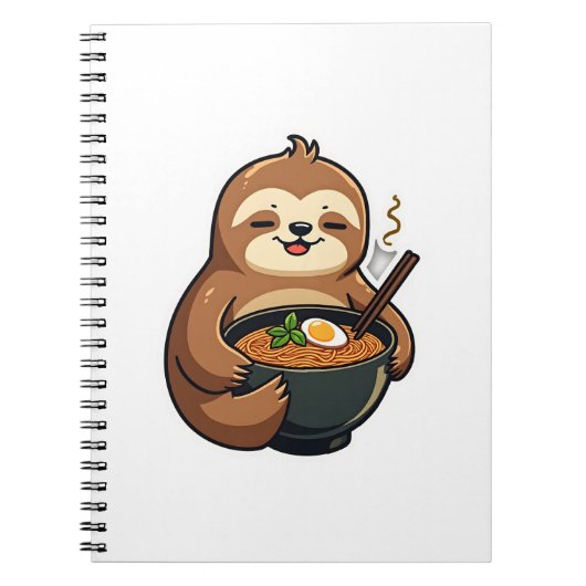 Vintage Sloth Ramen Noodle Lover Art 2 ノートブック (正面)