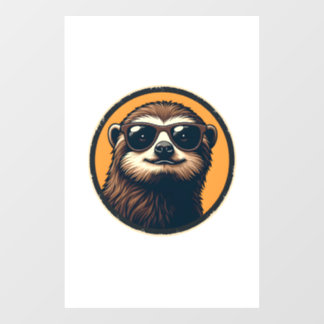 Vintage Sloth Sunglasses Retro Badge Art 2 ウィンドウサイン