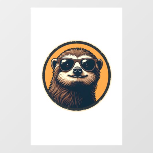 Vintage Sloth Sunglasses Retro Badge Art 2 ウィンドウサイン (シート)