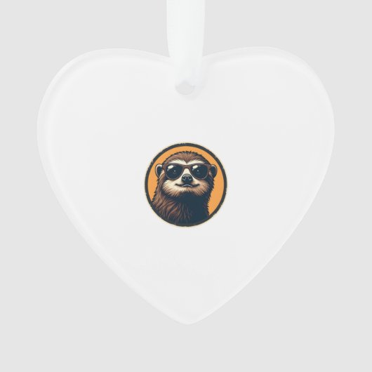 Vintage Sloth Sunglasses Retro Badge Art 2 オーナメント (正面)