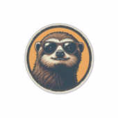 Vintage Sloth Sunglasses Retro Badge Art 2 シール (正面)