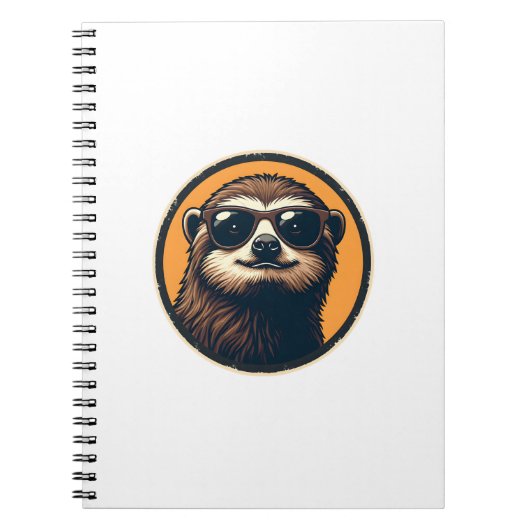 Vintage Sloth Sunglasses Retro Badge Art 2 ノートブック (正面)
