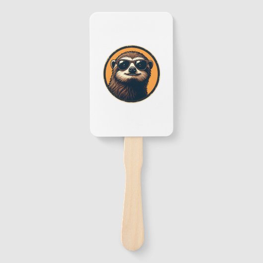 Vintage Sloth Sunglasses Retro Badge Art 2 ハンドファン (正面)