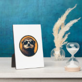 Vintage Sloth Sunglasses Retro Badge Art 2 フォトプラーク (側面)