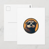 Vintage Sloth Sunglasses Retro Badge Art 2 ポストカード (正面/裏面)