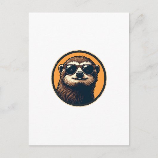 Vintage Sloth Sunglasses Retro Badge Art 2 ポストカード (正面)