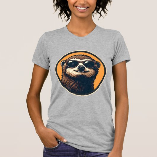 Vintage Sloth Sunglasses Retro Badge Art 2 Tシャツ (正面)