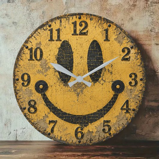 Vintage Smiley Face ラージ壁時計