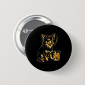 Vintage smoking chihuahua funny dog meme graphic  缶バッジ (正面&裏面)
