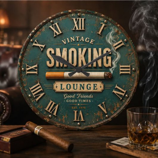 Vintage Smoking Lounge ラージ壁時計