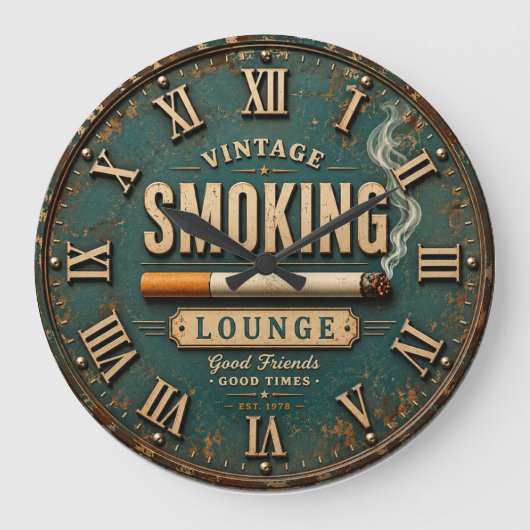 Vintage Smoking Lounge ラージ壁時計 (正面)