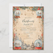 Vintage Snow Globe Christmas 招待状 (正面)