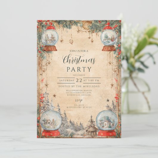 Vintage Snow Globe Christmas 招待状 (スタンド正面)