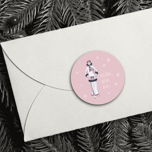 Vintage  Snow Queen Christmas  ラウンドシール