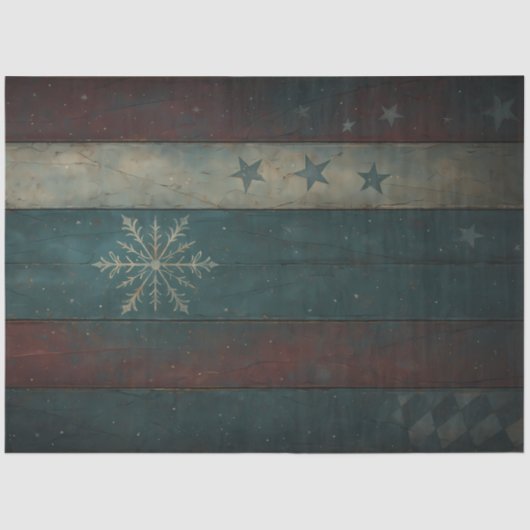 Vintage Snowflake & Star Striped Background | Dark 薄葉紙 (正面)