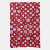 Vintage Snowflakes on Red キッチンタオル (縦)