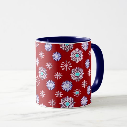 Vintage Snowflakes on Red マグカップ (正面右)